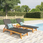 Vidaxl 3-delige Loungeset Poly Rattan En Massief Acaciahout - Zwart