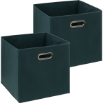 Set Van 2x Opbergmand/kastmand 29 Liter Smaragdgroen Linnen 31 X 31 X 31 Cm - Opbergmanden