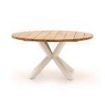 Hartman Stephanie Ronde Tuintafel Wit 150 Cm - Natural Teak - Bruin