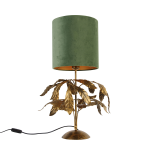 QAZQA Vintage tafellamp antiek goud mete kap - Linden - Groen