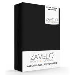 Slaaptextiel Zavelo Deluxe Katoen-satijn Topper Hoeslaken-lits-jumeaux (180x220 Cm) - Zwart