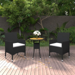 Vidaxl 3-delige Tuinset Poly Rattan - Zwart