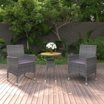 Vidaxl 3-delige Tuinset Poly Rattan - Grijs