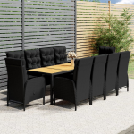 Vidaxl 11-delige Tuinset Poly Rattan - Zwart