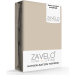 Slaaptextiel Zavelo Deluxe Katoen-satijn Topper Hoeslaken Taupe-1-persoons (90x220 Cm)