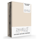 Slaaptextiel Zavelo Deluxe Katoen-satijn Topper Hoeslaken Zand-1-persoons (90x220 Cm) - Beige