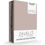Slaaptextiel Zavelo Deluxe Katoen-satijn Topper Hoeslaken Zand-2-persoons (140x200 Cm) - Beige