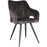LABEL51 Eetkamerstoel Noud 55x60x87 cm - Antraciet - Velours - Grijs
