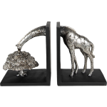 Clayre & Eef Boekensteunen set van 2 Giraf 30x10x18 cm Zilverkleurig - Silver