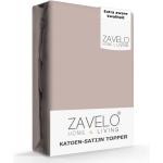 Slaaptextiel Zavelo Deluxe Katoen-satijn Topper Hoeslaken Zand-lits-jumeaux (180x220 Cm) - Beige