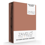 Slaaptextiel Zavelo Deluxe Katoen-satijn Topper Hoeslaken-1-persoons (90x220 Cm) - Bruin