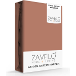 Slaaptextiel Zavelo Deluxe Katoen-satijn Topper Hoeslaken-2-persoons (140x200 Cm) - Bruin