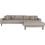 Hioshop Lido bank bank met chaise longue rechts gericht 4 kussens - Bruin