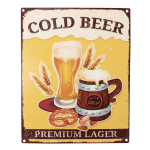 Clayre & Eef Tekstbord 20x25 Cm Ijzer Cold Beer Wandbord Spreuk Wandplaat Wandbord Spreuk - Geel