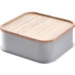 Idesign - Opbergbox Met Deksel, 21.3 X 21.3 X 7.6 Cm, Paulownia Hout, - Idesign Eco Storage - Grijs