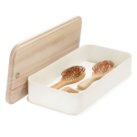 Idesign - Opbergbox Met Deksel, 21.3 X 43 X 7.6 Cm, Paulownia Hout, Kokoswit - Idesign Eco Storage - Beige