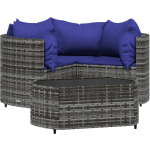 Vidaxl 4-delige Loungeset Met Kussens Poly Rattan Grijs - Zwart