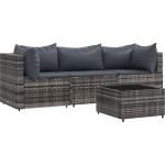 Vidaxl 4-delige Loungeset Met Kussens Poly Rattan - Grijs