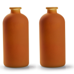 Jodeco - Bloemenvaas Avignon - 2x - Fles Model - Glas - Mat - H25 X D11 Cm - Vazen - Oranje