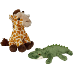 Safari Dieren Serie Pluche Knuffels 2x Stuks - Krokodil En Giraffe Van 15 Cm - Knuffeldier - Grijs