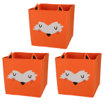 3x Stuks Opbergmand Vilt Kinderkamer - Dieren Thema Vos - 32 X 32 X 32 Cm - Opbergmanden