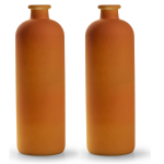 Jodeco - Bloemenvaas Avignon - 2x - Fles Model - Glas - Mat - H33 X D11 Cm - Vazen - Oranje
