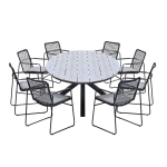 Garden Impressions Elba Tuinset 9-delig - Tulli Tuintafel Ovaal 280x140 Cm Grey Teak Look - Grijs