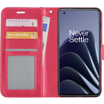 Basey Oneplus 10 Pro Hoesje Book Case Kunstleer Cover Hoes - Donker - Roze