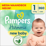 Pampers - Harmonie - Maat 1 - Mega Maandbox - 360 Stuks - 2/5 Kg