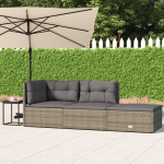 Vidaxl 3-delige Loungeset Met Kussens Poly Rattan - Grijs