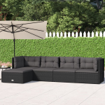 Vidaxl 5-delige Loungeset Met Kussens Poly Rattan - Zwart