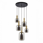 Casa Di Elturo Hanglamp Smokey Rond Grey & Gold - 5 Lampen - Ø50 X H150 Cm