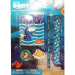 Disney Dory 5-delige Schrijfwaren Set - Liniaal , Potlood , Gum , Puntenslijper En Kleine Notitieboekje - Blauw