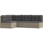 Vidaxl 4-delige Loungeset Met Kussens Poly Rattan - Grijs