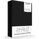Slaaptextiel Zavelo Deluxe Katoen-satijn Topper Hoeslaken-2-persoons (140x200 Cm) - Zwart