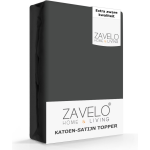 Slaaptextiel Zavelo Deluxe Katoen-satijn Topper Hoeslaken Antraciet-lits-jumeaux (180x220 Cm) - Grijs
