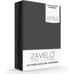 Slaaptextiel Zavelo Deluxe Katoen-satijn Topper Hoeslaken Antraciet-1-persoons (90x220 Cm) - Grijs