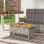 vidaXL Tuintafel 100x50x43|63 cm acaciahout en poly rattan grijs - Negro