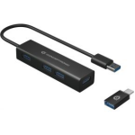 Conceptronic USB-Hub 4-Port 3.0 ->4x3.0 +TypC A o.Netzt. zwart