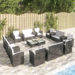 Vidaxl 16-delige Loungeset Met Kussens Poly Rattan - Zwart