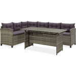 Vidaxl 2-delige Loungeset Met Kussens Poly Rattan - Grijs