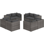 Vidaxl 8-delige Loungeset Met Kussens Poly Rattan - Grijs