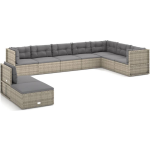 Vidaxl 9-delige Loungeset Met Kussens Poly Rattan - Grijs