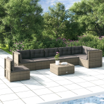 Vidaxl 7-delige Loungeset Met Kussens Poly Rattan - Grijs