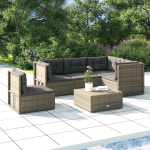 Vidaxl 5-delige Loungeset Met Kussens Poly Rattan - Grijs