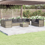 Vidaxl 8-delige Loungeset Met Kussens Poly Rattan - Grijs