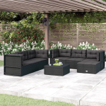 Vidaxl 7-delige Loungeset Met Kussens Poly Rattan - Zwart