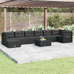 Vidaxl 8-delige Loungeset Met Kussens Poly Rattan - Zwart