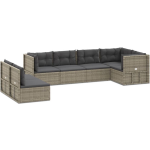 Vidaxl 7-delige Loungeset Met Kussens Poly Rattan - Grijs