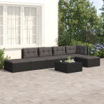 Vidaxl 6-delige Loungeset Met Kussens Poly Rattan - Zwart